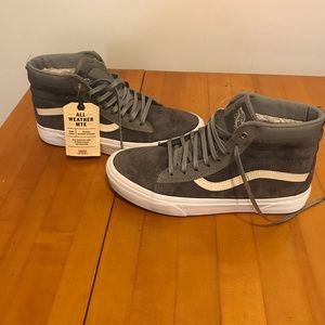 Grey and white all weather vans men’s size 7